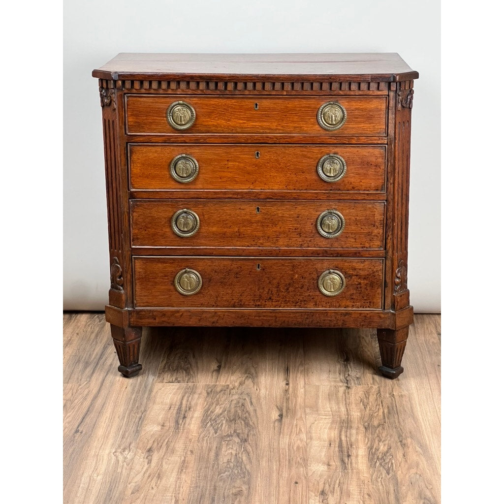 Antique Louis XVI oak bachelors chest, late 18th century, French provincial design