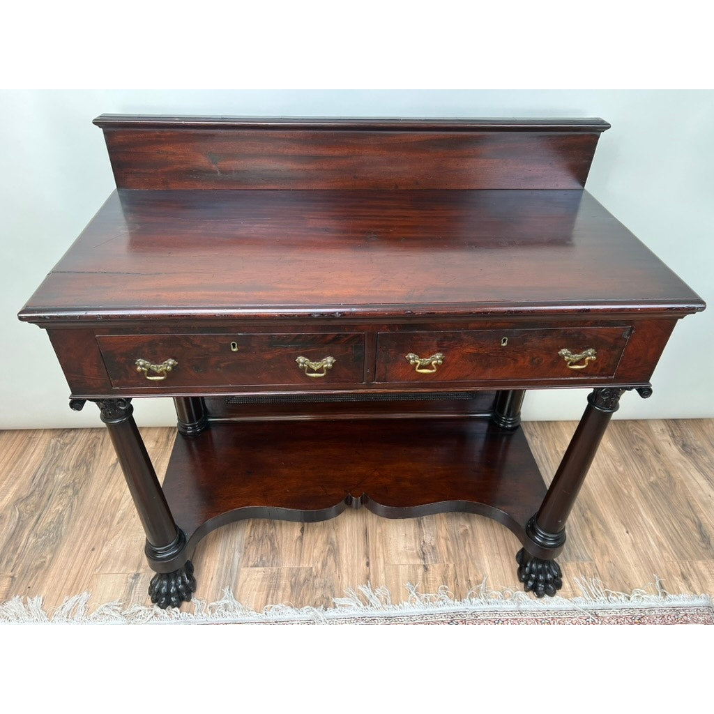 Antique Late Federal Mahogany Paw Foot Pier Table c. 1840