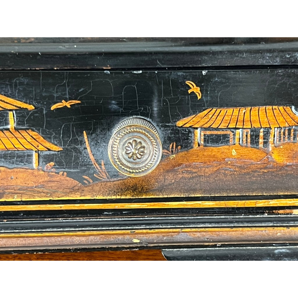 Fine Antique Chinoiserie Black Lacquer Dressing Mirror c. Late 19th Century