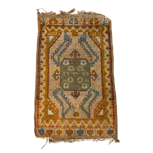 Antique Turkish Konya Yastik Tribal Rug c. Late 19th Century 1’8 x 2’9