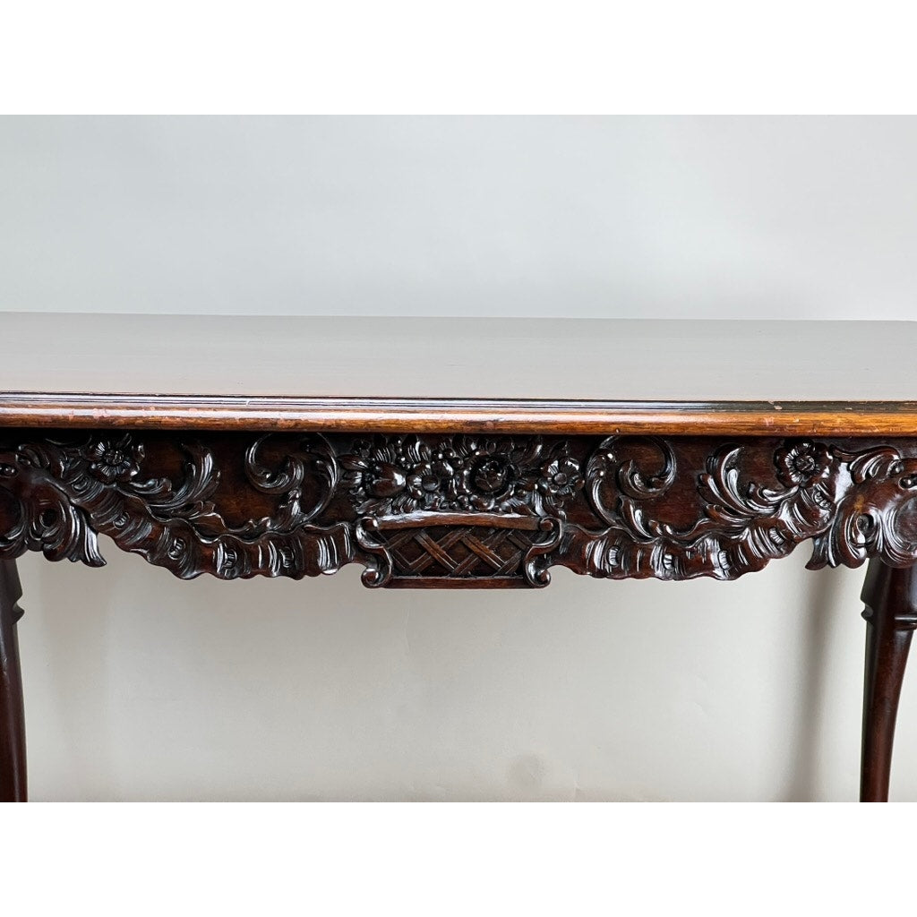 Antique Irish Carved Mahogany Tea Table c. Late 19th Century