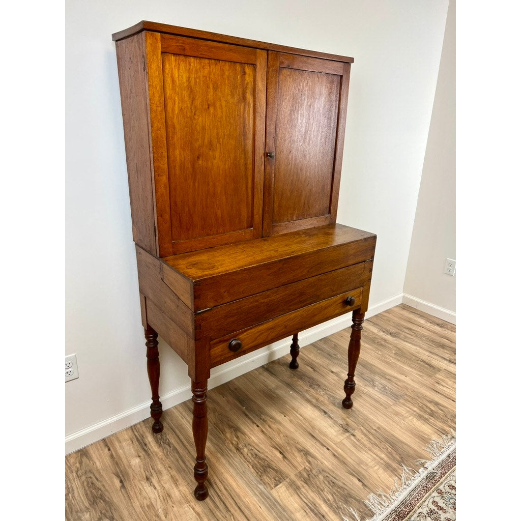 Antique Sheraton Chestnut Fold Over Secretary with Blind Door Top c. 1820