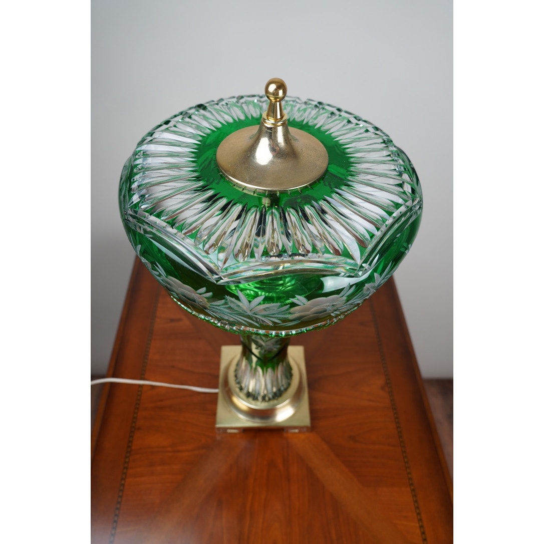 Vintage Dresden by Peck Ruby Cut Crystal Table Lamp