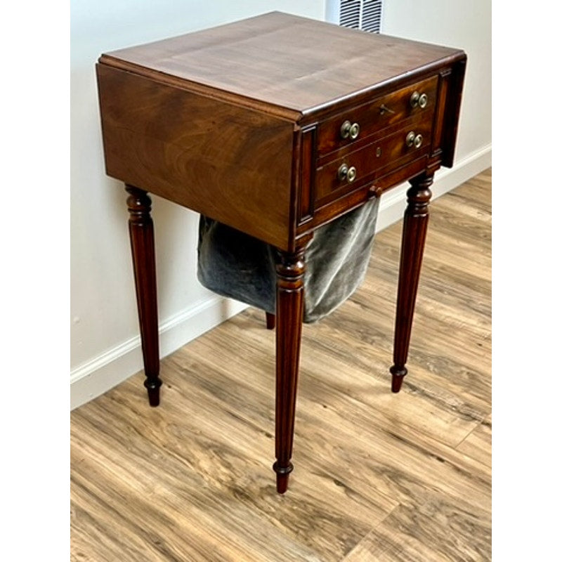 Antique Federal Mahogany Two Drawer Work Table c. 1830