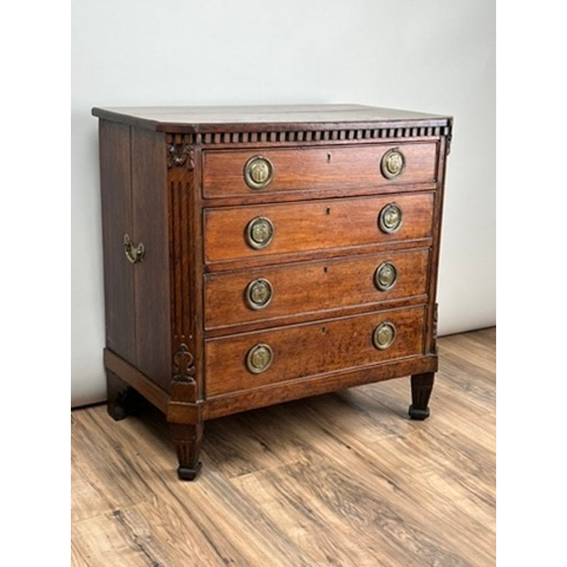 Antique Louis XVI oak bachelors chest, late 18th century, French provincial design