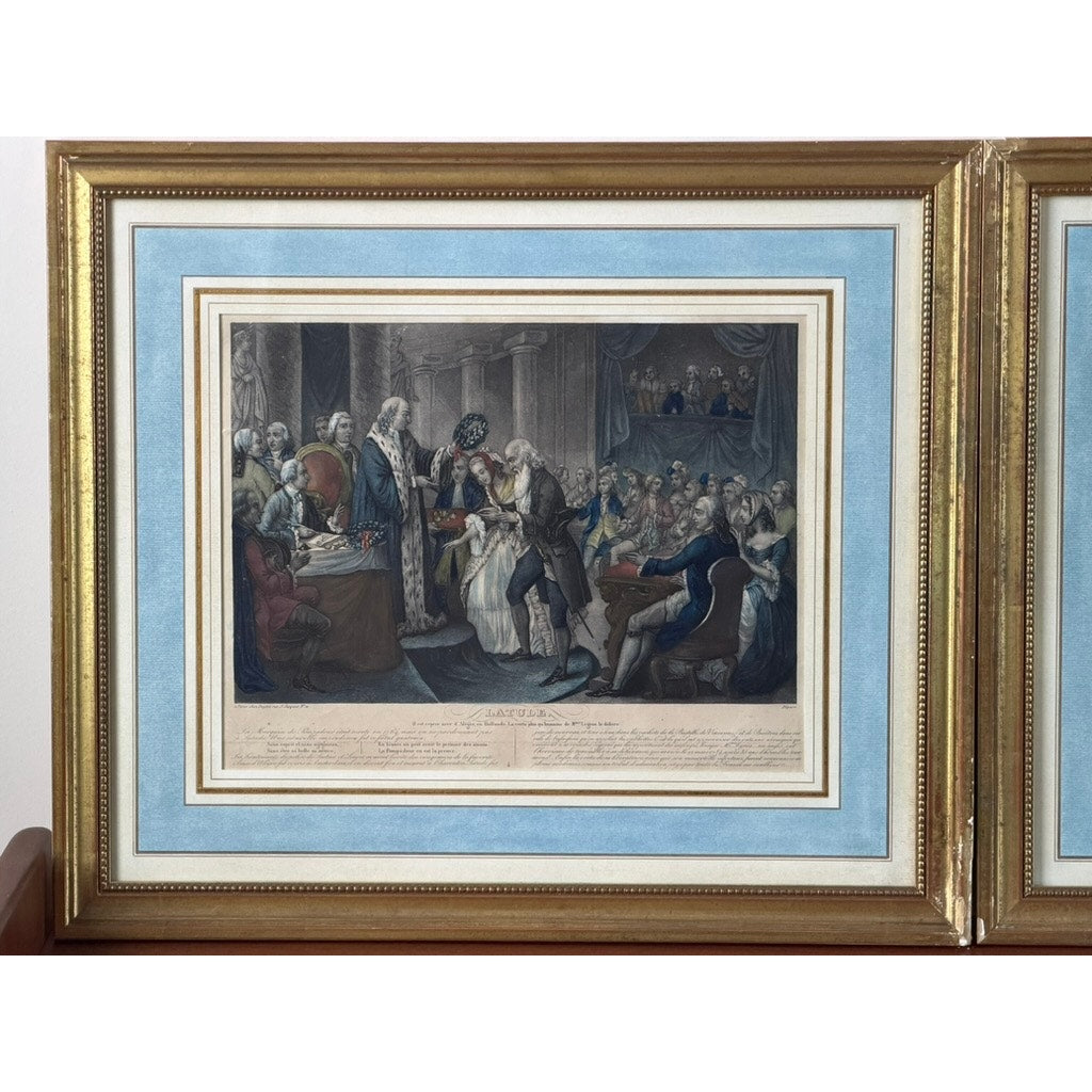 Set of Four French Hand-Colored Engravings Depicting the Life of Latude, Published by Dopter, Paris, Early 19th Century