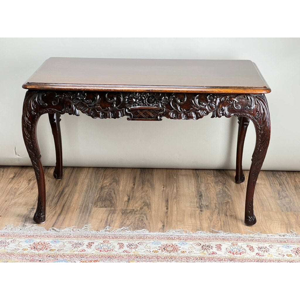 Antique Irish Carved Mahogany Tea Table c. Late 19th Century