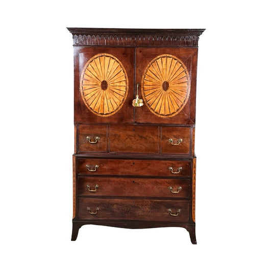 Antique George III Mahogany Wardrobe and Butlers Secretary c. Late 18th Century
