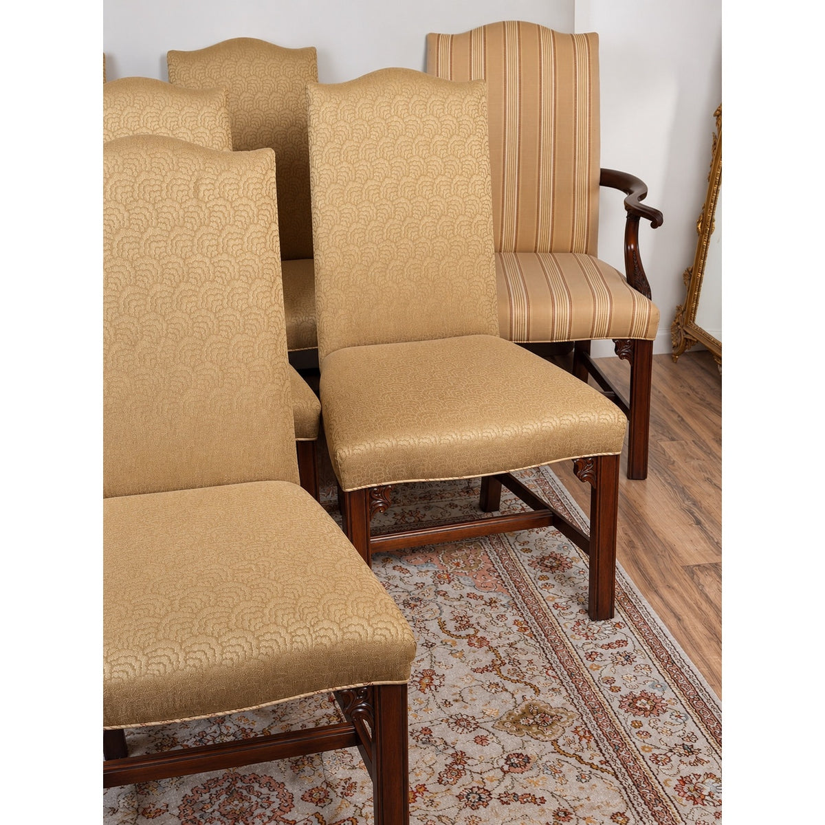 Set of 8 Henkel Harris Mahogany Chippendale Dining Chairs