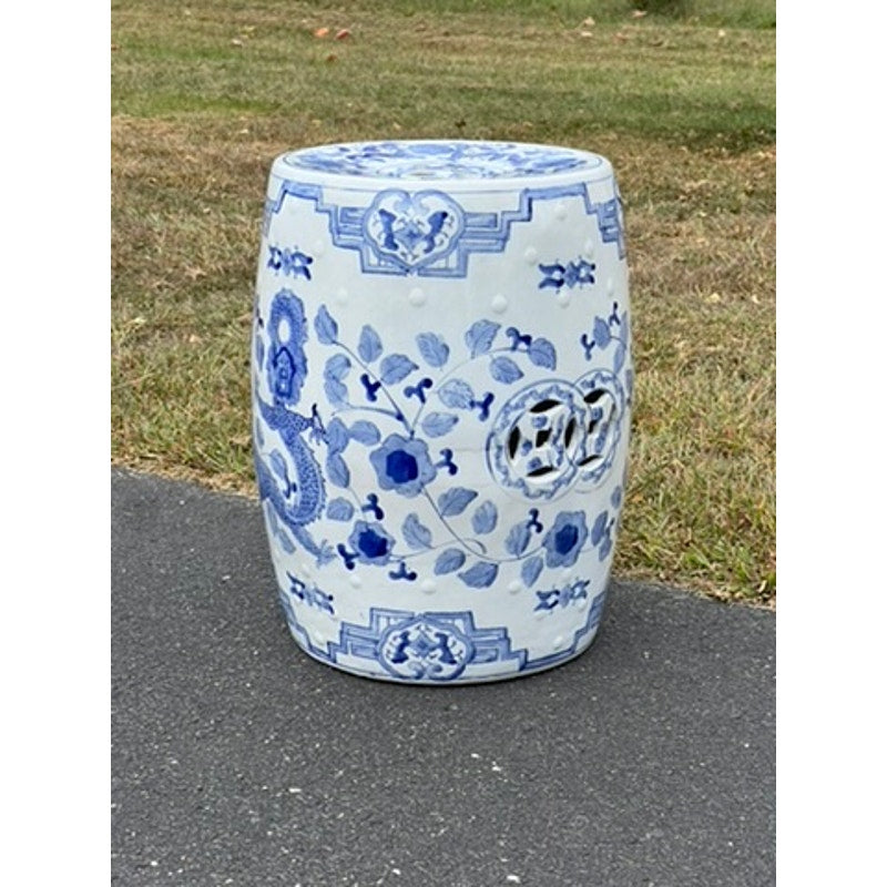 Vintage Chinese Blue and White Porcelain Garden Seat