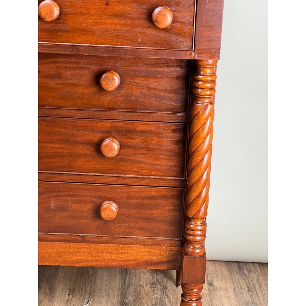 Antique Federal Period Mahogany Sheraton Deck Top Chest of Drawers c. 1820