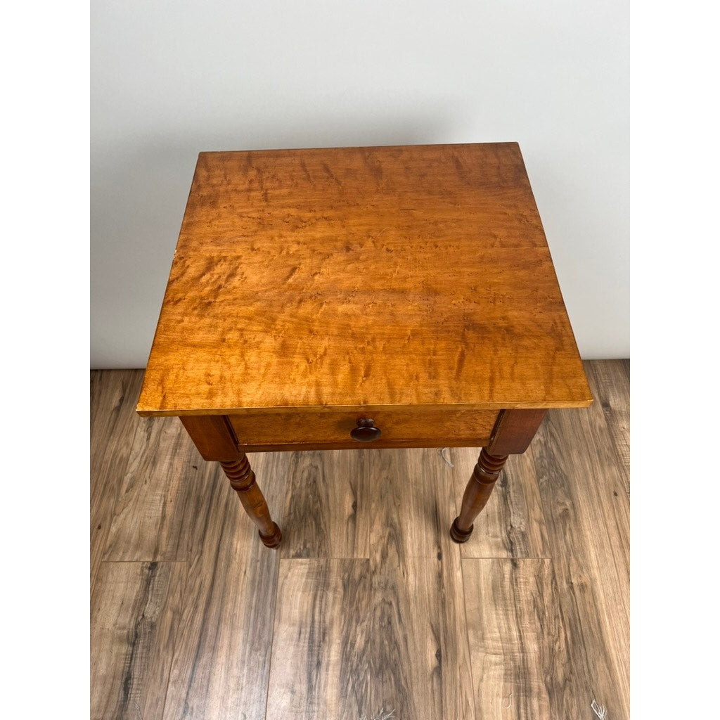 Antique American Sheraton Birdseye Maple One Drawer Stand c. Mid 19th Century