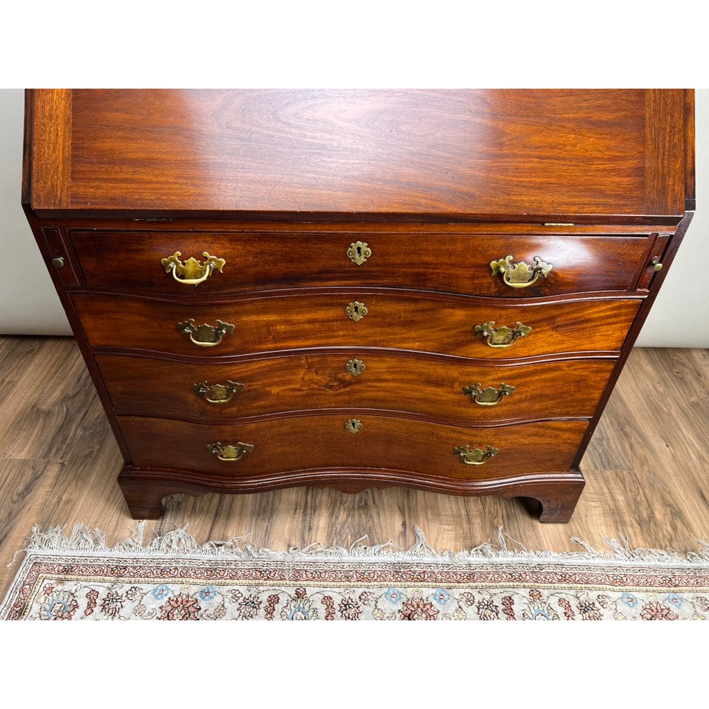 Antique Late 18th Century Massachusetts Mahogany Chippendale Oxbow Secretary