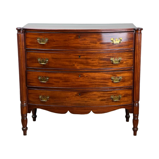 Antique Federal Period Sheraton Mahogany Bow Front Chest c. 1830