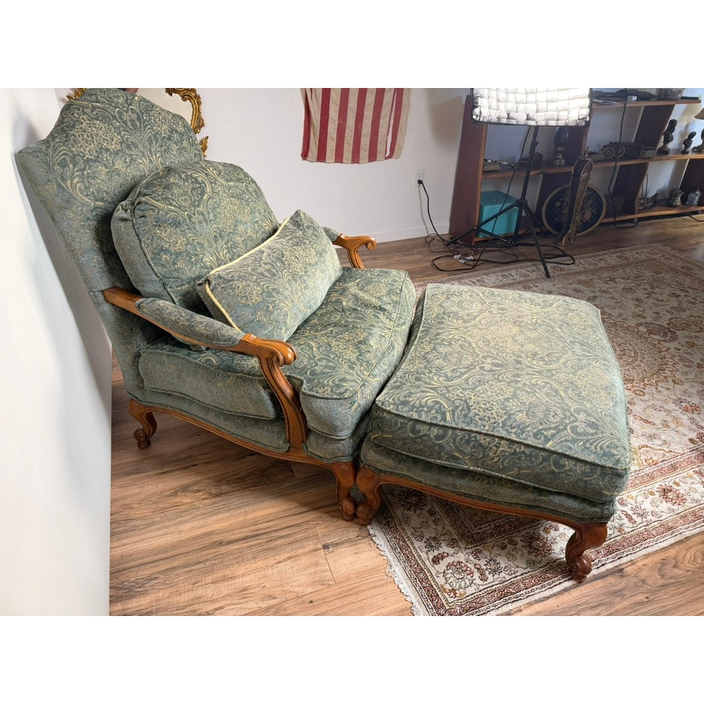 Lillian August Oversized French Bergère Lounge Chair & Ottoman, Down Filled