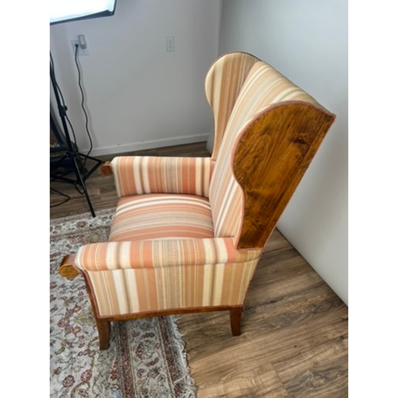 Mid 19th century Biedermeier chair with striped upholstery and light wear