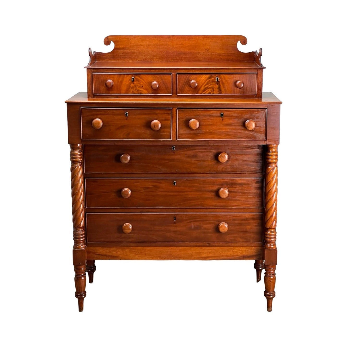 Antique Federal Period Mahogany Sheraton Deck Top Chest of Drawers c. 1820