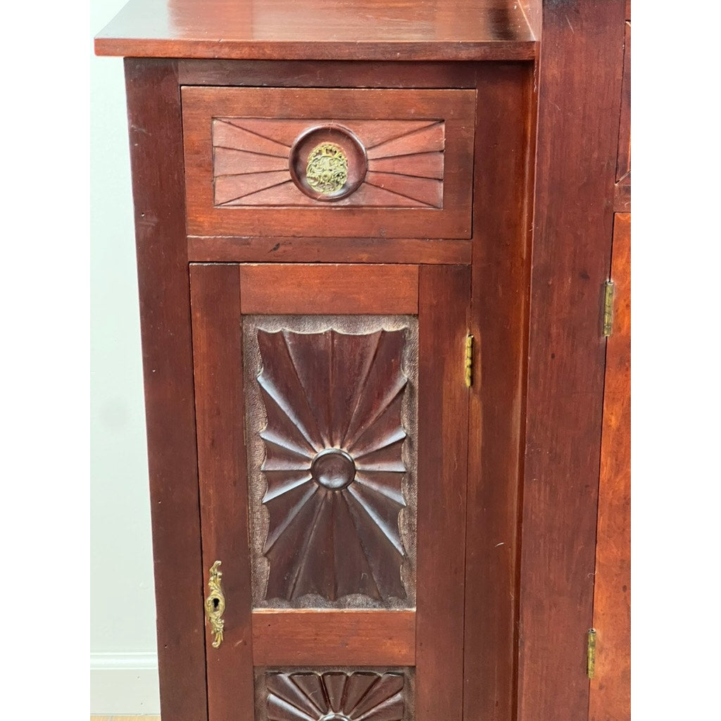 Antique Arts & Crafts Inlaid Mahogany Buffet Server c. 1920