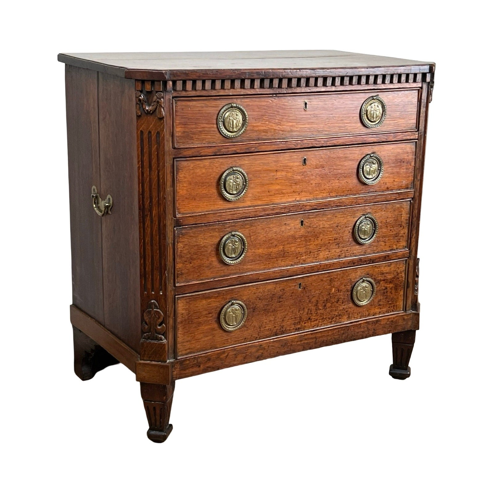 Antique Louis XVI oak bachelors chest, late 18th century, French provincial design