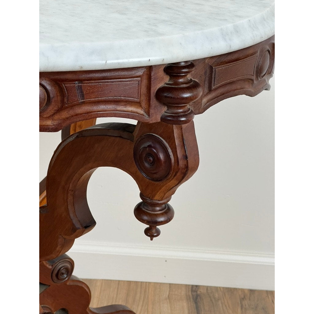 Antique Victorian Oval Marble Top Table c. 1880