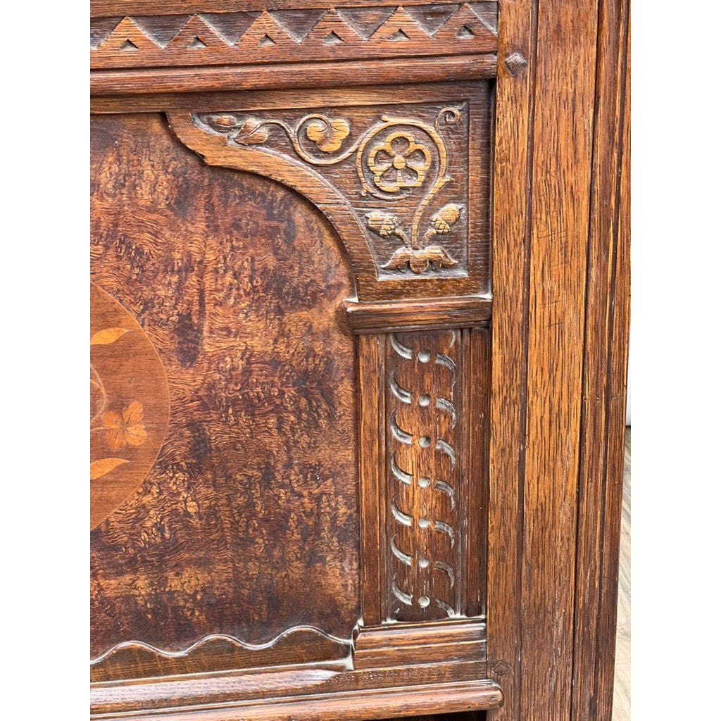 Antique Carved Oak Wedding Chest c. 1900