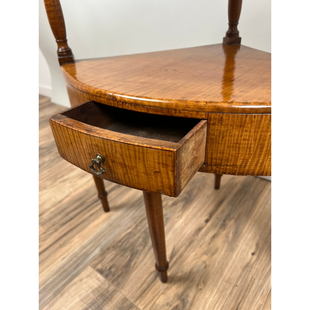 Antique Federal Period Tiger Maple Corner Wash Stand c. Early 19th Century