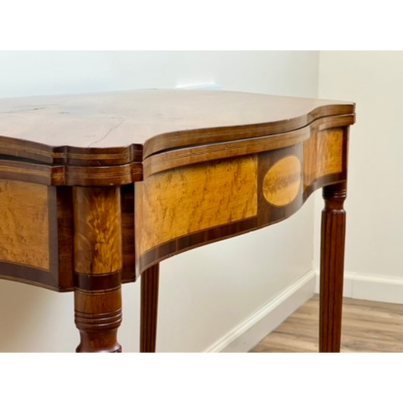 Antique Federal Mahogany and Birdseye Maple Game Table c. 1830