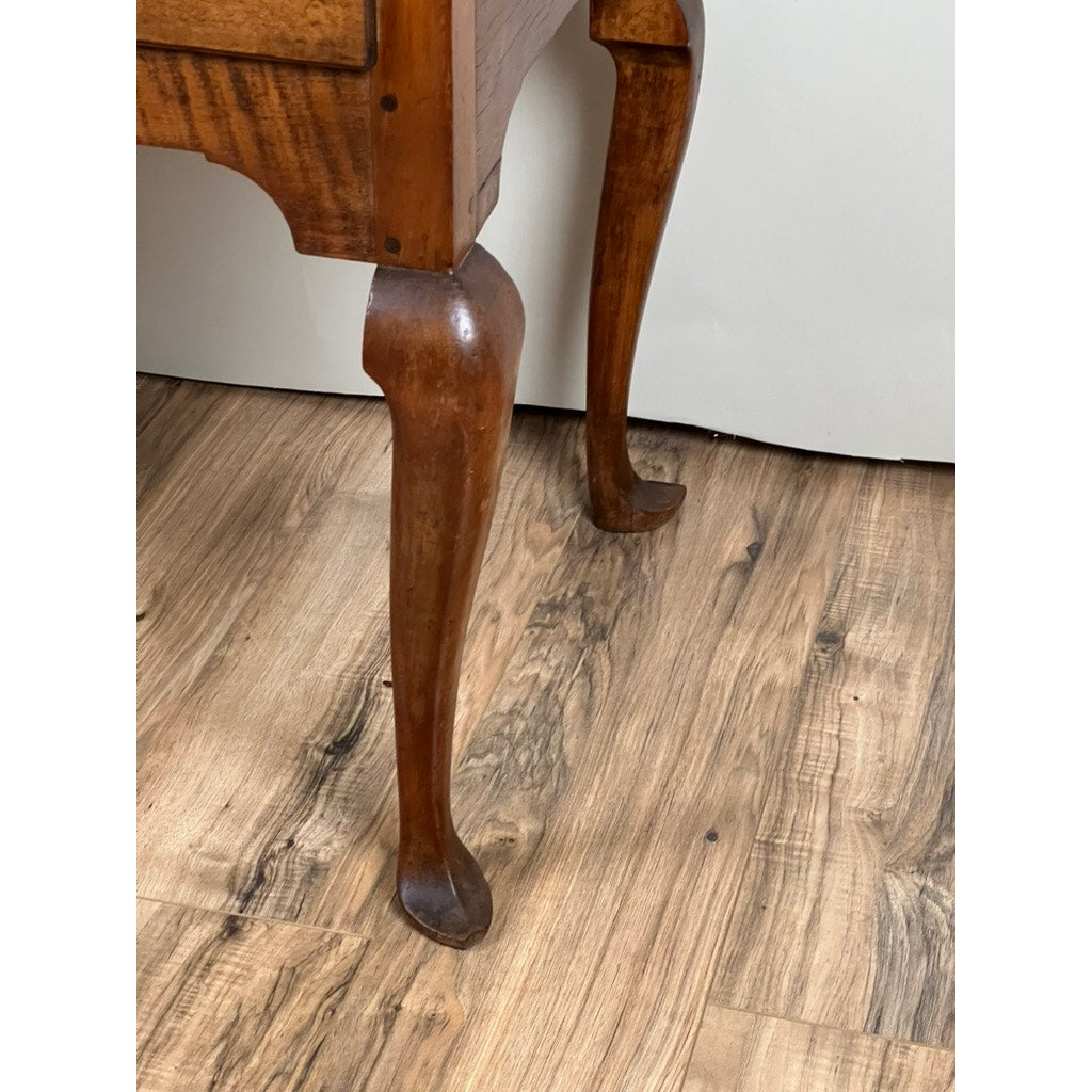 Antique 18th Century New England Maple Queen Anne Cornice Top Highboy with Slipper Feet