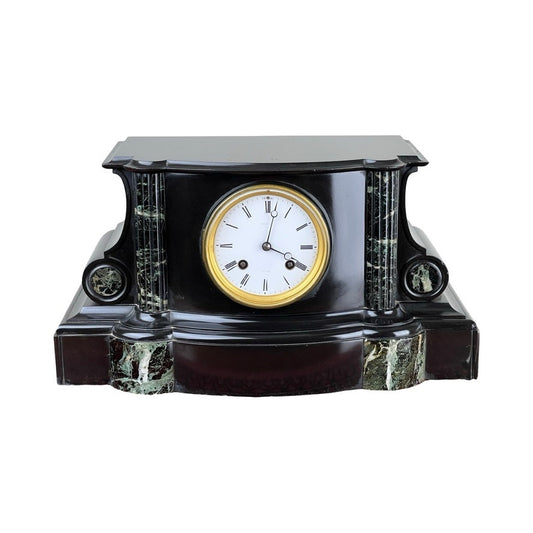 Antique Tiffany & Co. Carved Slate and Marble Mantle Clock Time and Strike c. Early 1900s