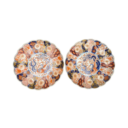 Antique Pair Meiji/Taisho Period Imari Plates