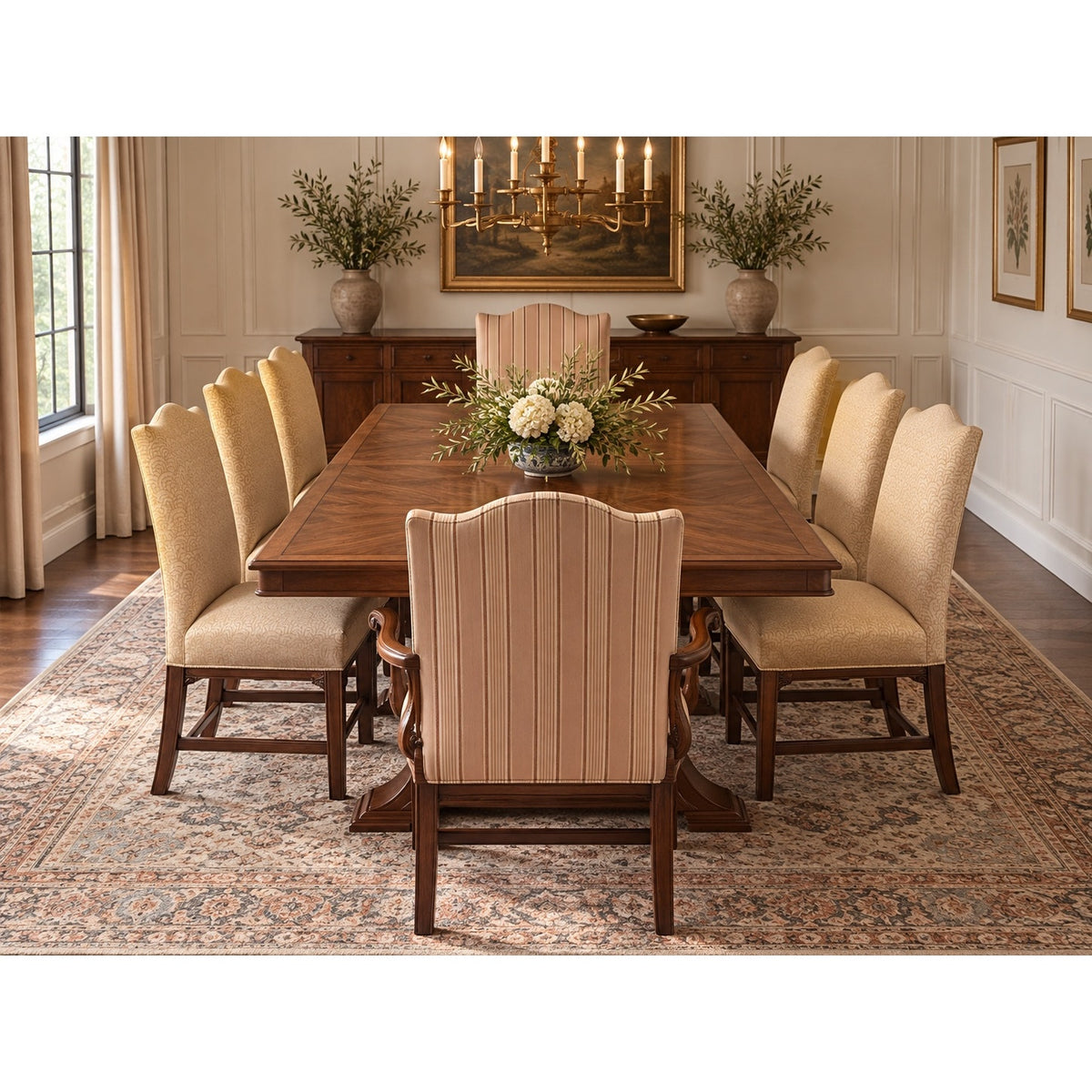 Set of 8 Henkel Harris Mahogany Chippendale Dining Chairs