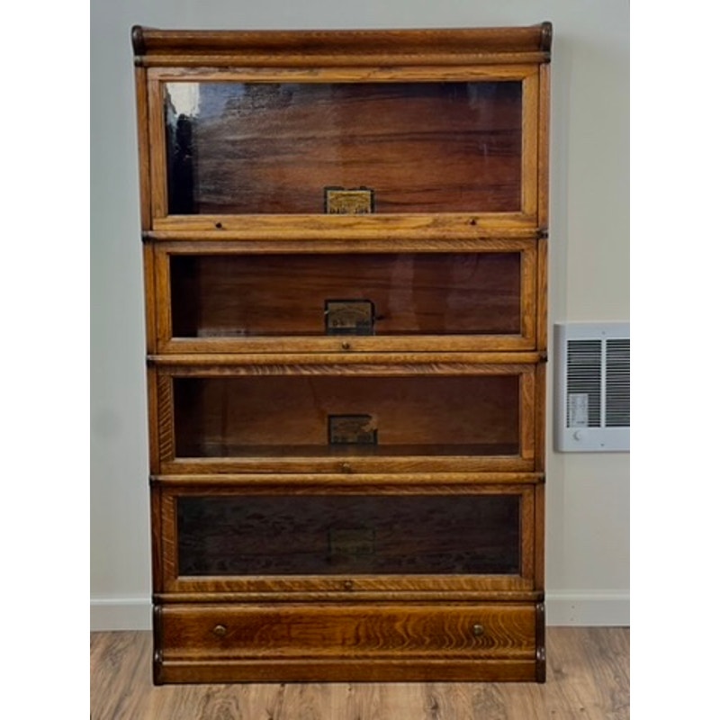 Antique Globe Wernicke Oak Four Stack D-299 Barrister Bookcase