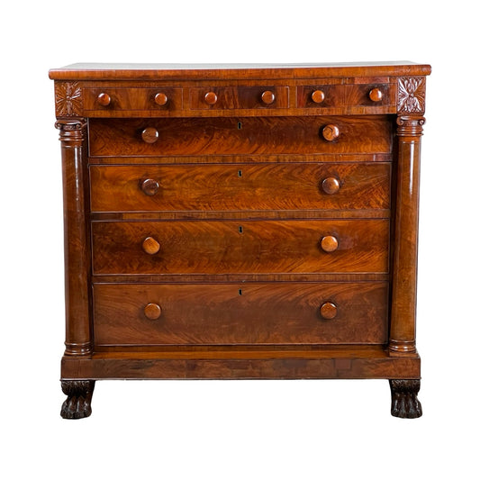 Antique Late Federal Mahogany Paw Foot Chest of Drawers c. 1840