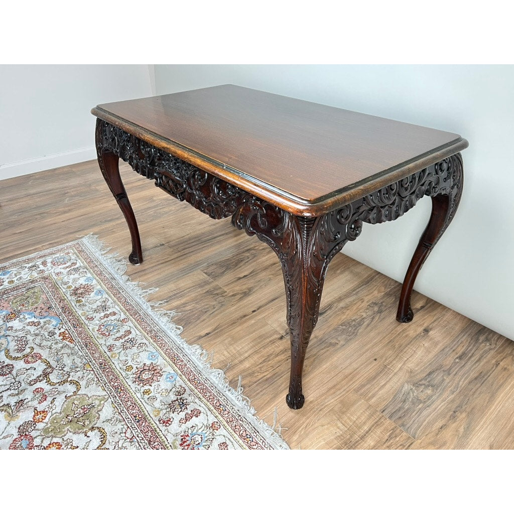 Antique Irish Carved Mahogany Tea Table c. Late 19th Century