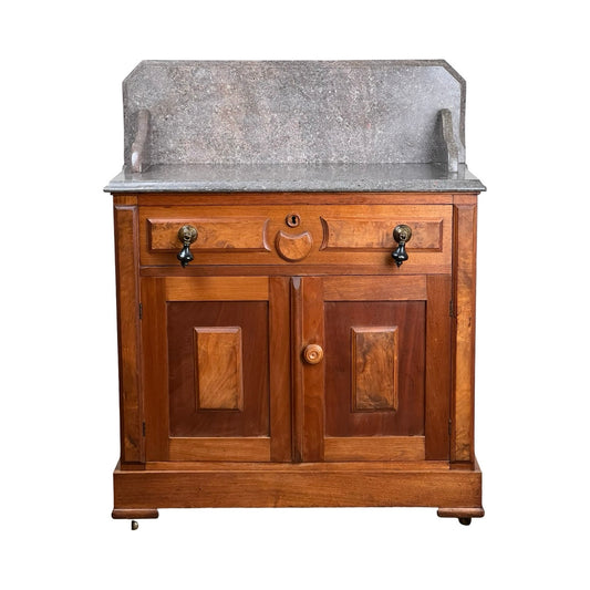 Antique Eastlake Victorian Walnut Marble Top Commode c. 1900