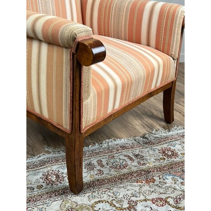 Mid 19th century Biedermeier chair with striped upholstery and light wear