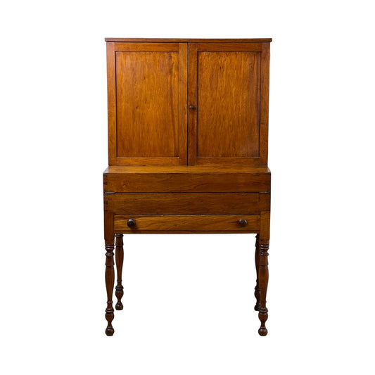 Antique Sheraton Chestnut Fold Over Secretary with Blind Door Top c. 1820