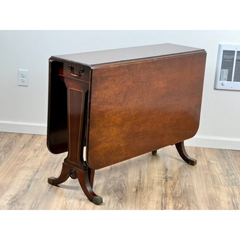 Vintage English Georgian Style Mahogany Drop Leaf Table c. 1940s