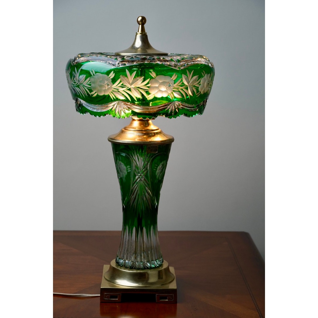 Vintage Dresden by Peck Ruby Cut Crystal Table Lamp