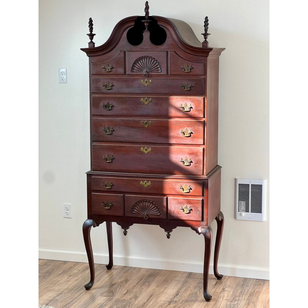 Vintage Mahogany Queen Anne Style Highboy by Hathaway’s New York c. 1940