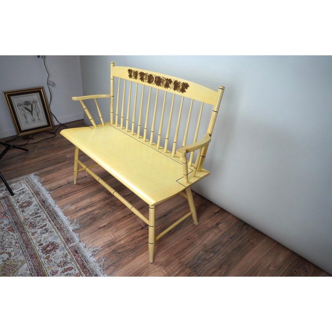 Vintage Hitchcock White Harvest Deacons Bench