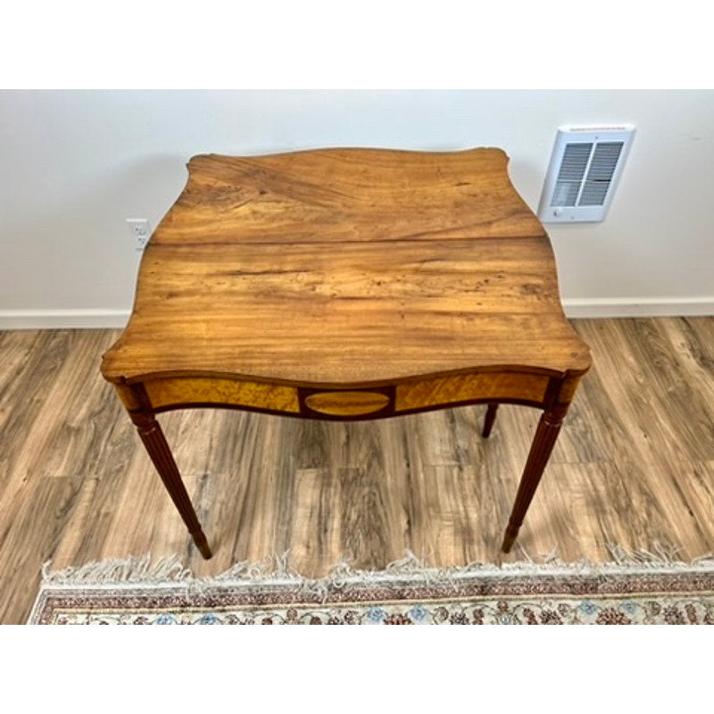 Antique Federal Mahogany and Birdseye Maple Game Table c. 1830