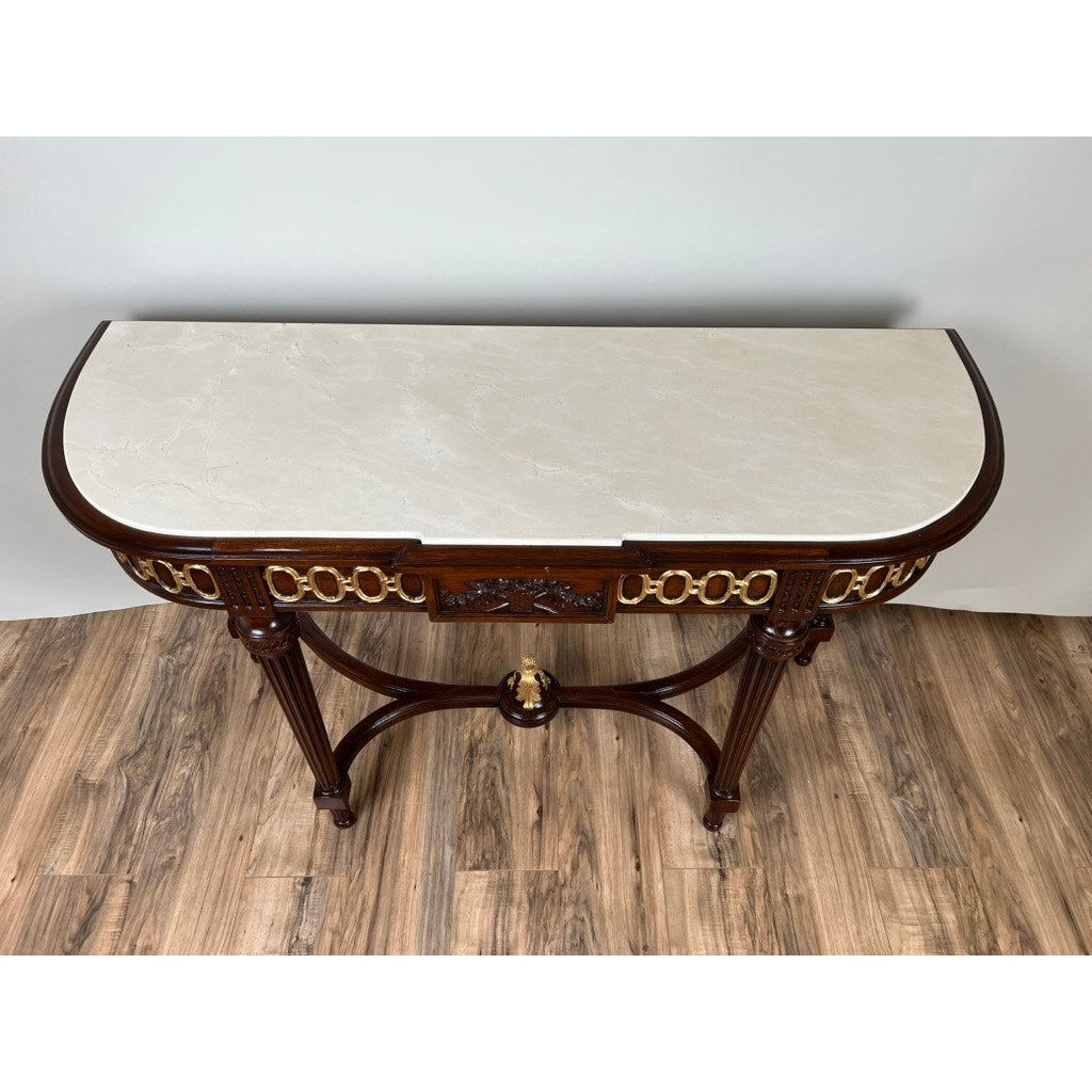 Vintage Ardley Hall Neoclassical Style Granite Top Parcel Gilt Console Table