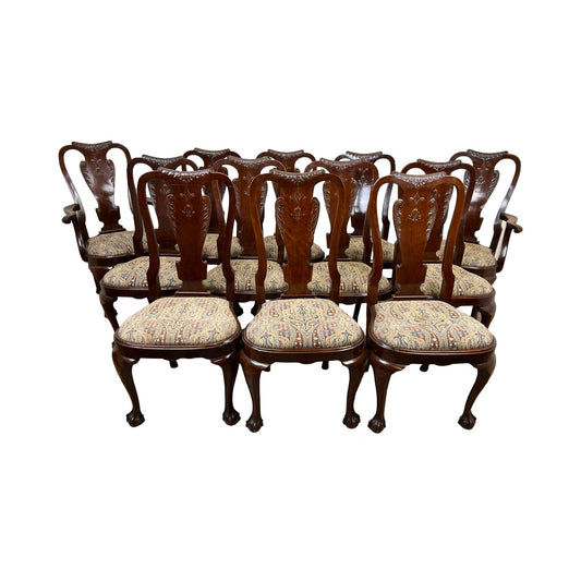 Set of 12 George II Style Mahogany Dining Chairs c. Early 20th C.