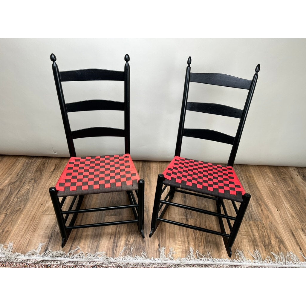 Vintage Pair Mt. Lebanon Shaker No. 2 Tape Seat Rockers