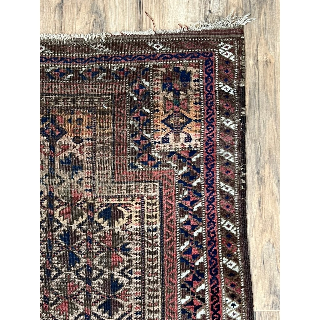 Antique Baluch Prayer Rug with Star Lattice Field, Northeast Persia, c. Late 19th Century – 2’10 x 5’