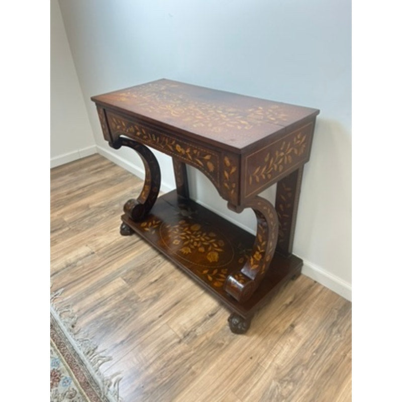 Antique 19th Century Dutch Floral Marquetry Console Pier Table