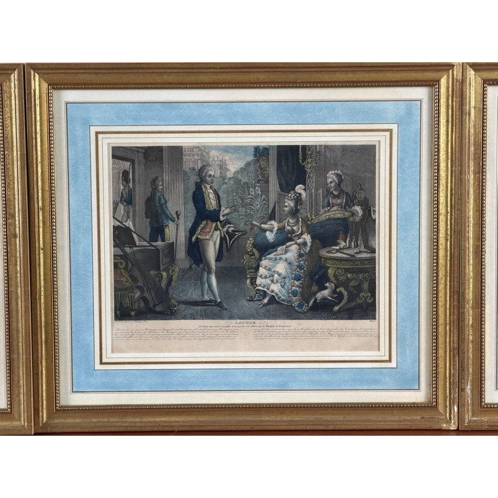 Set of Four French Hand-Colored Engravings Depicting the Life of Latude, Published by Dopter, Paris, Early 19th Century
