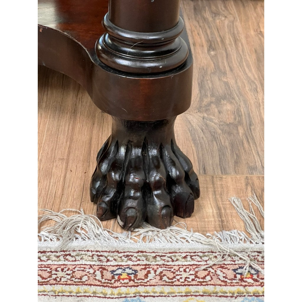 Antique Late Federal Mahogany Paw Foot Pier Table c. 1840