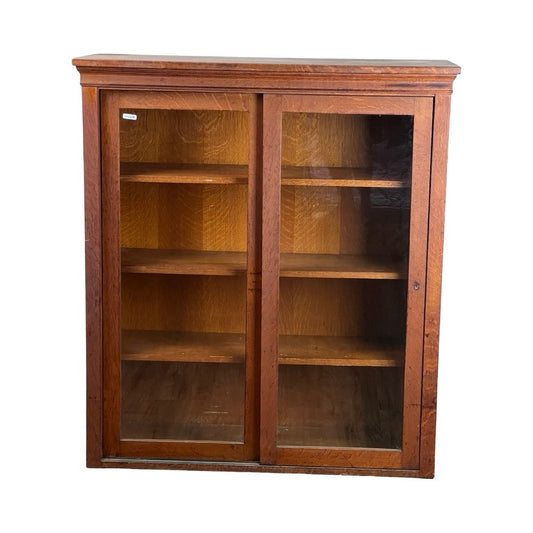 Antique Tiger Oak Glass Door Bookcase c. 1920
